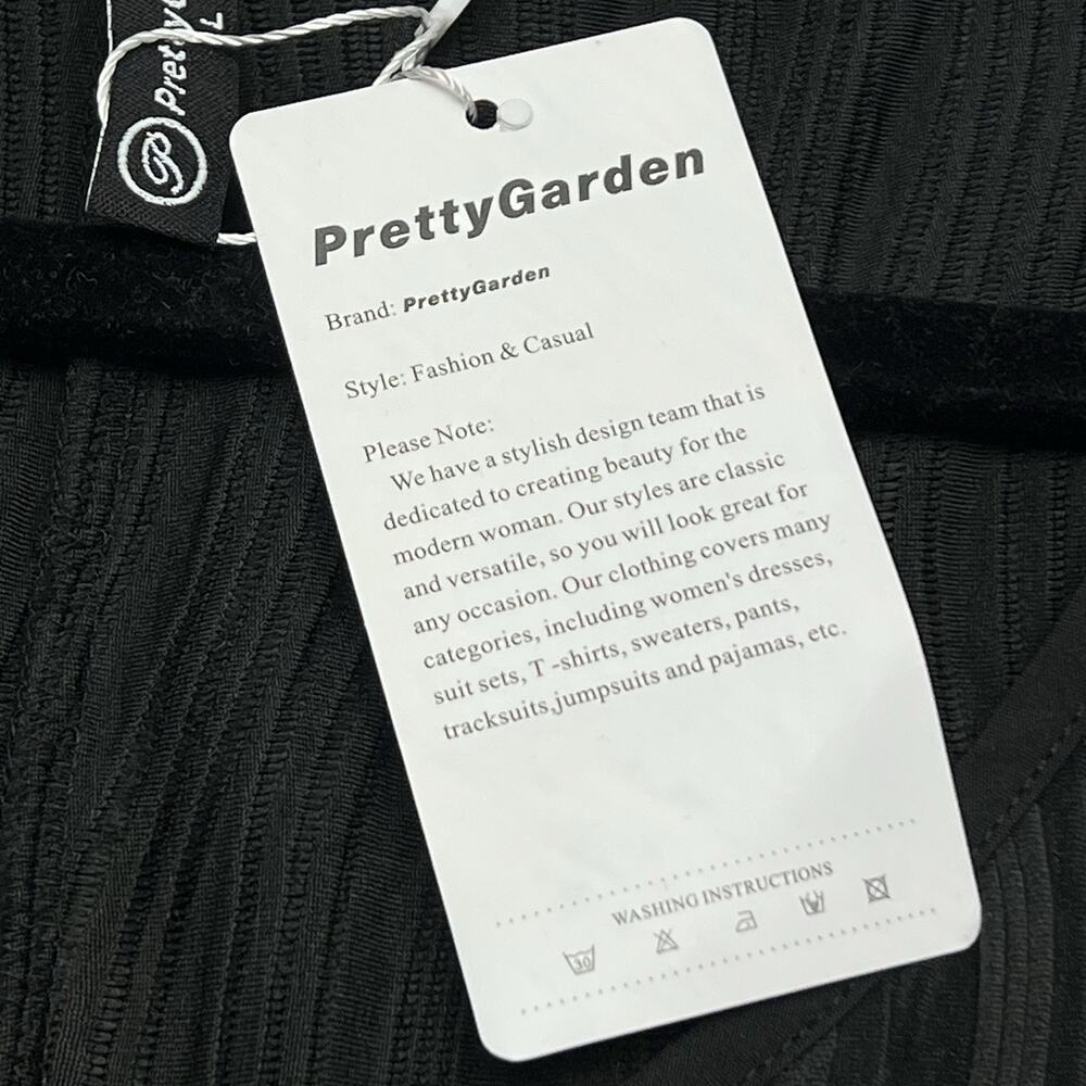 Pretty Garden Maxi Dress Size Large Black V Neck Textured Front Slit NWT - Picture 5 of 9
